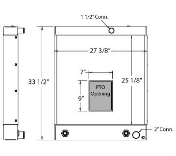 450221 - Custom PTO radiator with internal oil cooler Radiator