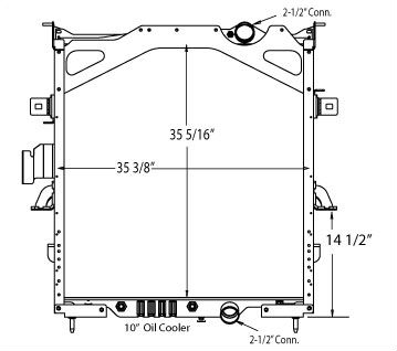 730012PTWF - Mack Vision CXN with oil cooler with Mack frame 2004-2007 Radiator