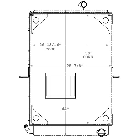 730023 - Mack MR Radiator with lower left 1.5 inch connector feeding external transmission cooler Radiator