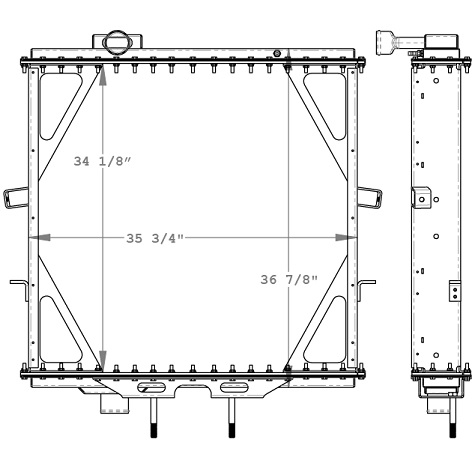 770036 - Peterbilt 379 with 3 row core with Remote Mount Expansion Tank connection on left Radiator