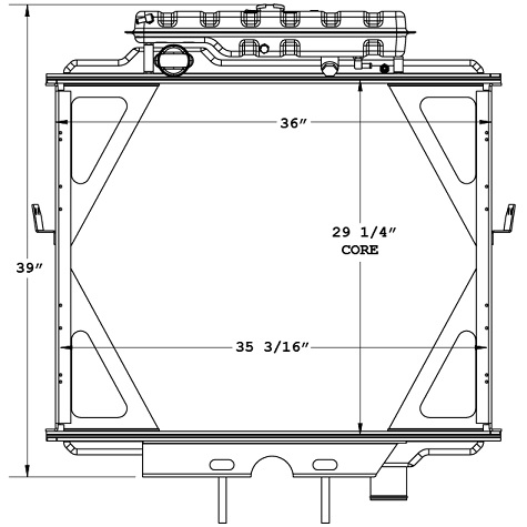 770047 - Peterbilt 379 Series replaces o.e. bolt-on radiator / with 3 row core / with expansion tank mounted on top tank of radiator 1995-2003 Radiator